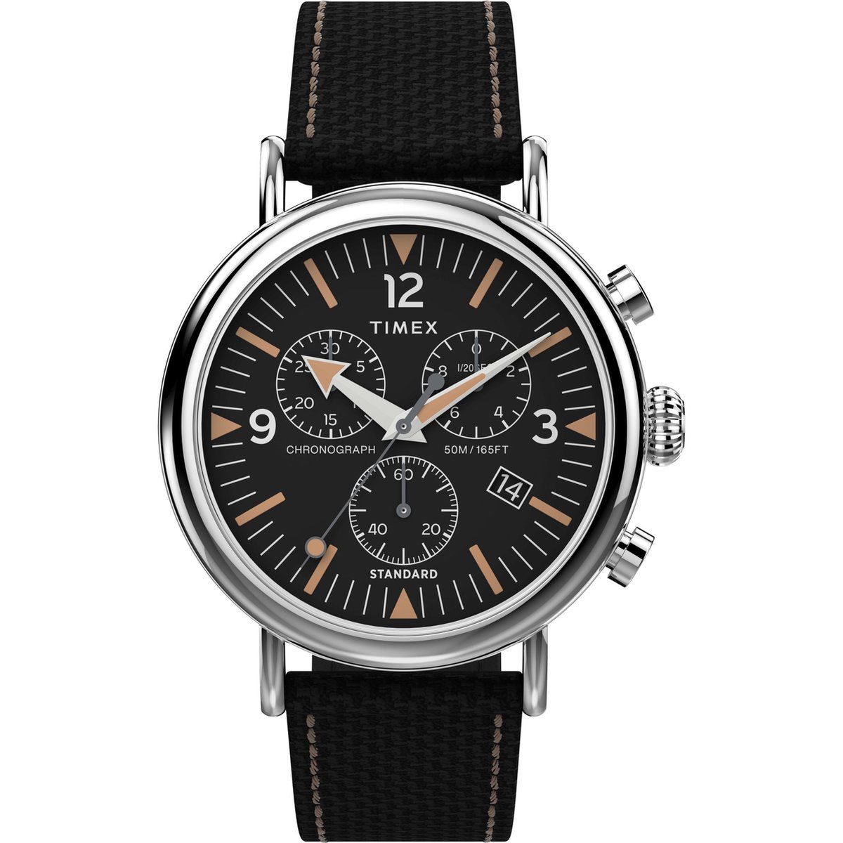 Timex Standard Chrono TW2V43700 Horloge - Textiel - Zwart - Ø 41 mm