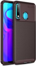 Huawei P30 Lite Siliconen Carbon Hoesje Coffee