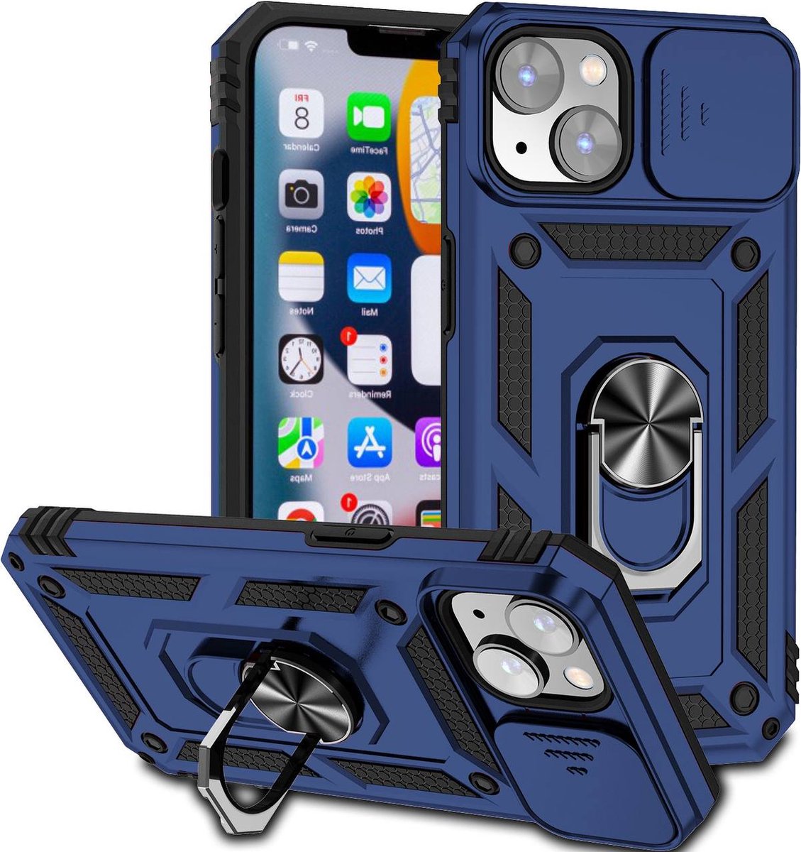 Apple iphone 14 Armor case Donker Blauw-met camera bescheming-antishok case back cover -super stevige hoesje iphone