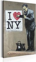 Schilderij - I Love New York by Banksy,  Beige/Zwart