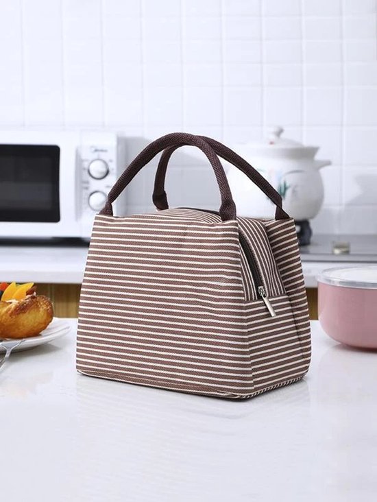 Koeltas - Bruin/Wit | Lunchtas | Polyester / Nylon | 23x15x20 cm | Fashion Favorite van Fashion Favorite — afbeelding 4