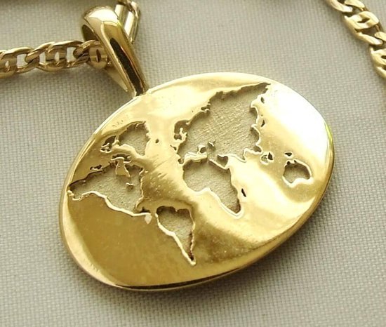 Collier en or avec pendentif carte du monde | bol.com