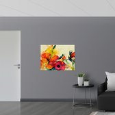 Poster Glanzend – Abstracte Bloemen in Verschillende Kleuren van Waterverf - 100x75 cm Foto op Posterpapier met Glanzende Afwerking