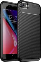Apple iPhone 7 / 8 Siliconen Carbon Hoesje Zwart