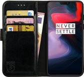Rosso Element Book Case Wallet Hoesje Geschikt voor OnePlus 6 | Portemonnee | 3 Pasjes | Magneetsluiting | Stand Functie | Zwart