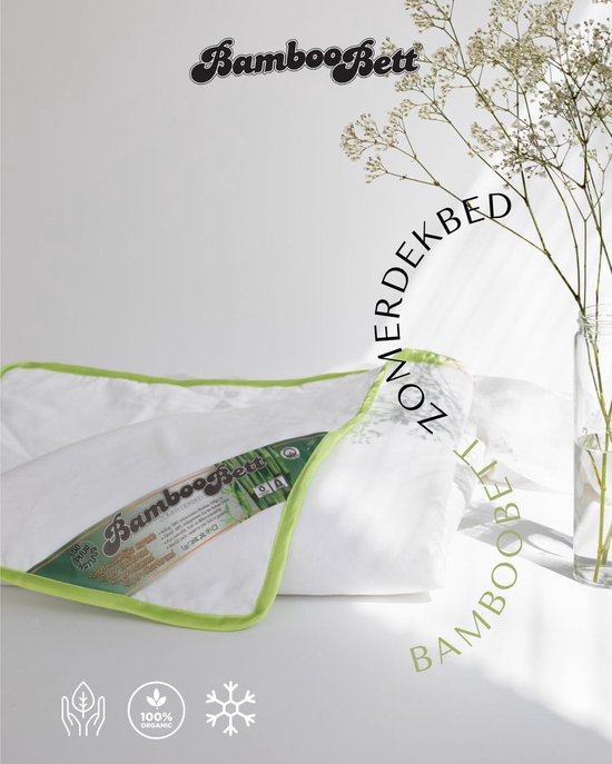 Bamboo Bett - 100% Bamboe zomerdekbed - Heerlijk Koel & Fris bamboe dekbed - Licht, soepel, absorberend, ventilerend zomer dekbed - 140x220 cm - Eenpersoons
