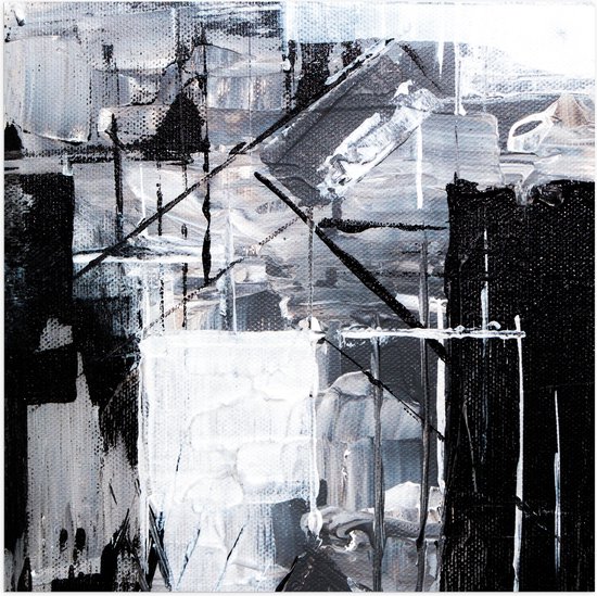 Poster (Mat) - Verfmix van Zwart, Wit en Grijs Tinten - 50x50 cm Foto op Posterpapier met een Matte look