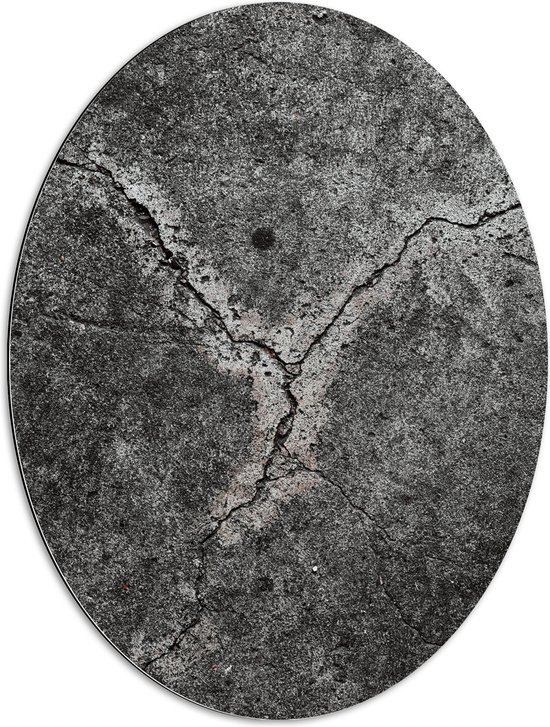 Dibond Ovaal - Scheuren in Stenen Ondergrond - 60x80 cm Foto op Ovaal (Met Ophangsysteem)