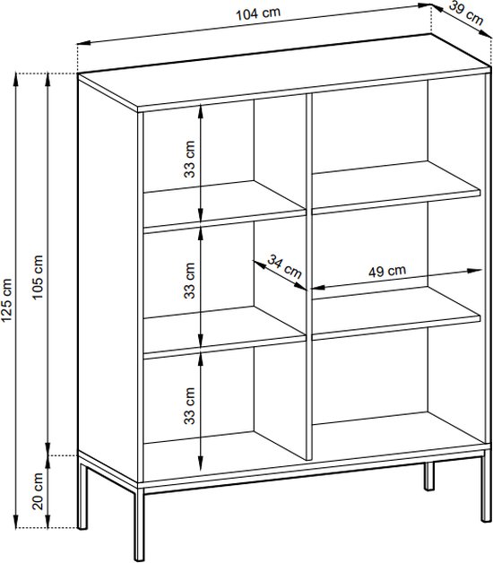 Buffet haut - 2 portes - Zwart - LIOUBA L 104 cm x H 125 cm x P 39 cm