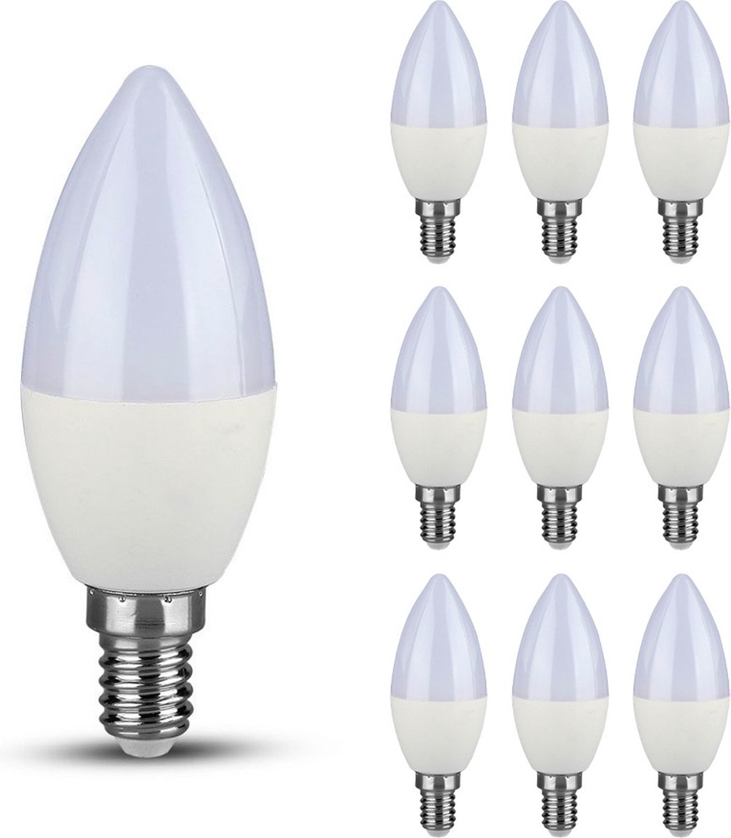 V-TAC LED Candle Light Bulb With Edison Attack E14, 3.7W (equivalent To 25W) 320 Lumen - 3000K Warm White - 180° Beam Opening - Maximum Efficiency And Energy Saving - (Pack Of 1