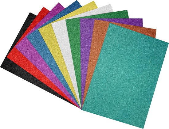 Papier cartonné pailleté de couleur - 10 feuilles A4