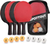 Sportset: 4 tafeltennisbatjes en 6 tafeltennisballen, premium tafeltennisset, 4 pingpongbatjes, ideaal voor 4 spelers