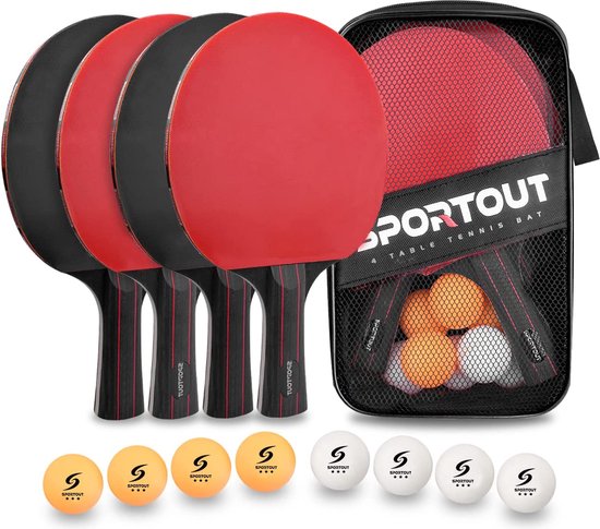 Ensemble de sport : 4 raquettes de tennis de table et 6 balles de