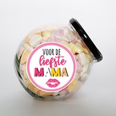 Moederdag cadeau - Snoeppot - "Voor de liefste Mama" vruchtenhartjes - snoep cadeau - bedankje - liefde - zomaar