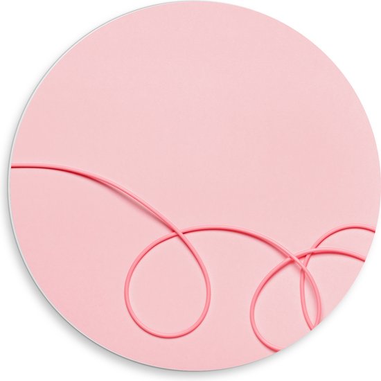 PVC Schuimplaat Muurcirkel - Roze Koptelefoon tegen Roze Achtergrond - 50x50 cm Foto op Muurcirkel (met ophangsysteem)