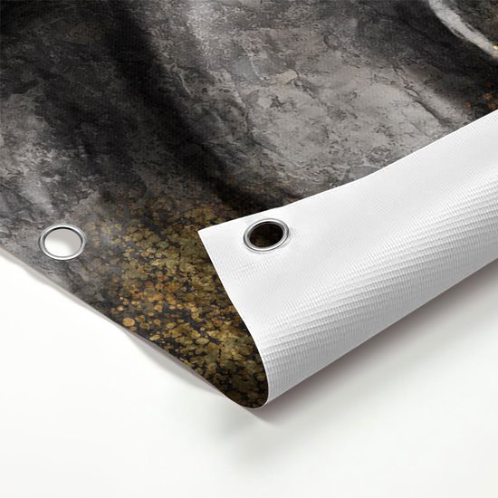 Gards Affiche Jardin Bouddha Doré de l'Aquarelle - Abstrait - 150x100 cm - Toile jardin - Décoration de jardin - Décoration murale extérieur - Tableau jardin