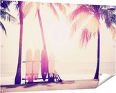 Gards Tuinposter Tropisch Strand met Surfborden - 150x100 cm - Tuindoek - Tuindecoratie - Wanddecoratie buiten - Tuinschilderij