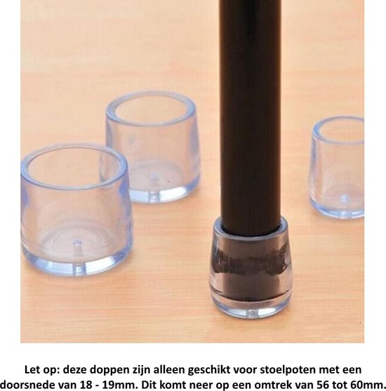 8x Ronde Stoelpoot Doppen Beschermers voor ronde stoelpoten met een doorsnee van 18 - 19 mm - Omtrek 56 - 60mm. Beschermdoppen Stoel Doppen - 8 stuks