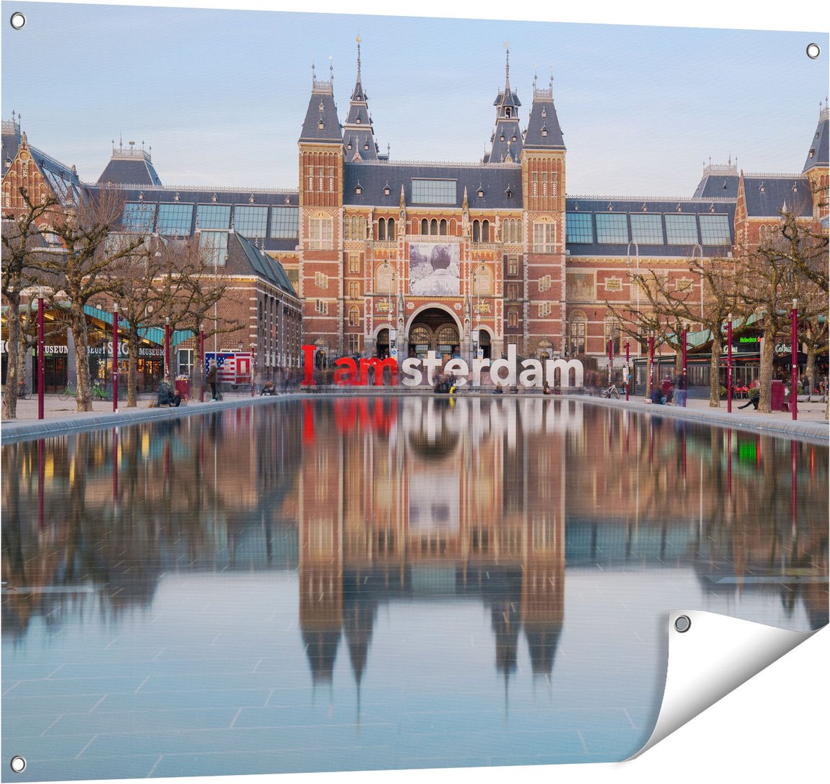 Gards Tuinposter Amsterdam Rijksmuseum - I Amsterdam Tekst - 100x80 cm - Tuindoek - Tuindecoratie - Wanddecoratie buiten - Tuinschilderij Multikleur