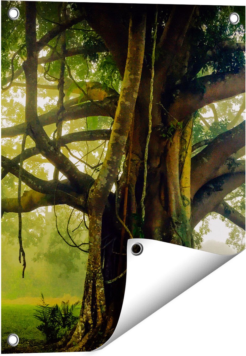 Gards Tuinposter Grote Levensboom met Veel Takken - 40x50 cm - Tuindoek - Tuindecoratie - Wanddecoratie buiten - Tuinschilderij Multikleur
