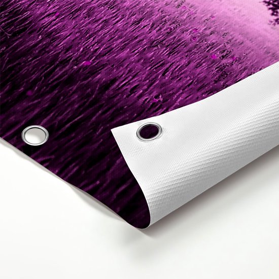 Gards Poster de jardin Arbre violet dans le champ violet avec Vogels - 210x70 cm - Toile de jardin - Décoration de jardin - Décoration murale extérieure - Tableau de jardin