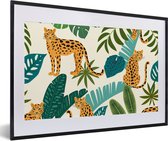 Fotolijst incl. Poster - Jungle - Luipaard - Planten - Patroon - Meiden - Jongens - 60x40 cm - Posterlijst