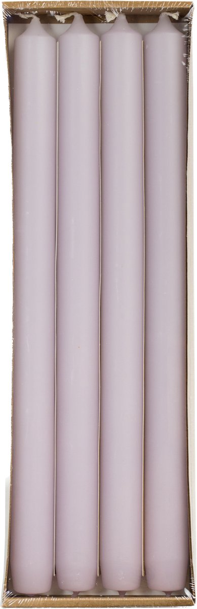 Rustik Lys - Lange dinerkaarsen 'Mat' (Pastel Lilac, Ø 2.1 x 29cm, set van 4)