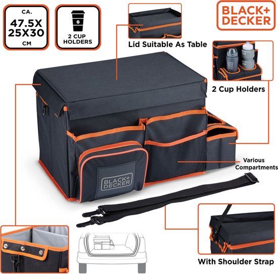 BLACK DECKER Kofferbak Organizer 47.5 x 25 x 30 CM Met