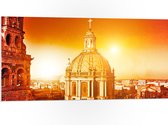 PVC Schuimplaat - Top van St-Pietersbasiliek Kerk in Vaticaanstad onder Felle Zon - 100x50 cm Foto op PVC Schuimplaat (Met Ophangsysteem)