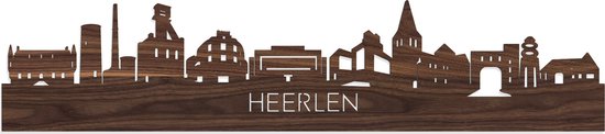 Skyline Heerlen Notenhout - 80 cm - Woondecoratie - Wanddecoratie - Meer steden beschikbaar - Woonkamer idee - City Art - Steden kunst - Cadeau voor hem - Cadeau voor haar - Jubileum - Trouwerij - WoodWideCities