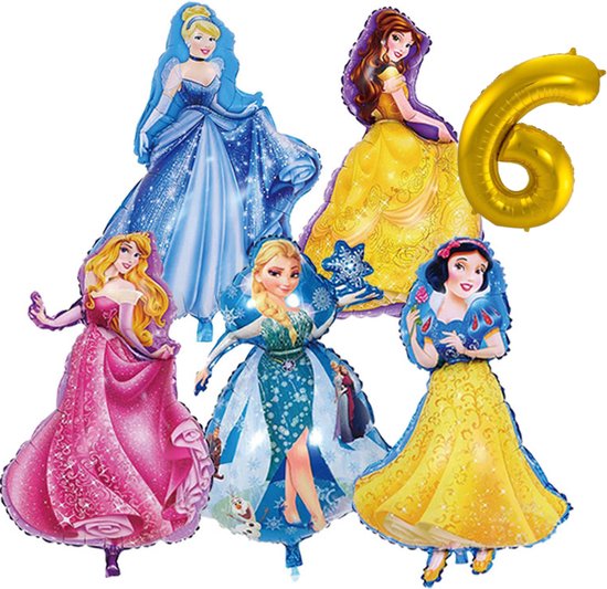 5 prinsessen ballon set - 90x55cm - Folie Ballon - Prinses - Themafeest - 6 jaar - Verjaardag - Ballonnen - Versiering - Helium ballon