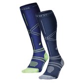 STOX Energy Socks - 2 Pack Sportsokken voor Mannen - Premium Compressiesokken - Kleuren: Donkerblauw/Geel en Blauw/Grijs - Maat: Large - 2 Paar - Voordeel - Mt 43-47
