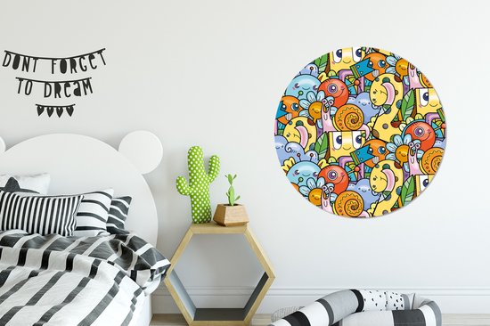 WallCircle - Muurstickers - Behangcirkel - Design - Dieren - Bloemen - Grappig - Jongen - Meisje - 100x100 cm - Muurcirkel - Zelfklevend - Ronde Behangsticker XXL