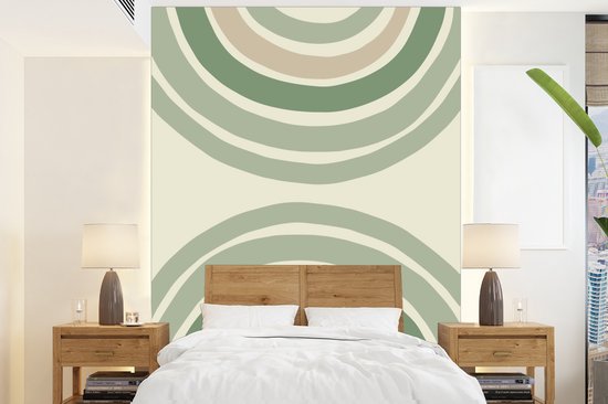 Behang - Fotobehang Cirkels - Groen - Regenboog - Vormen - Breedte 165 cm x hoogte 220 cm - Behangpapier