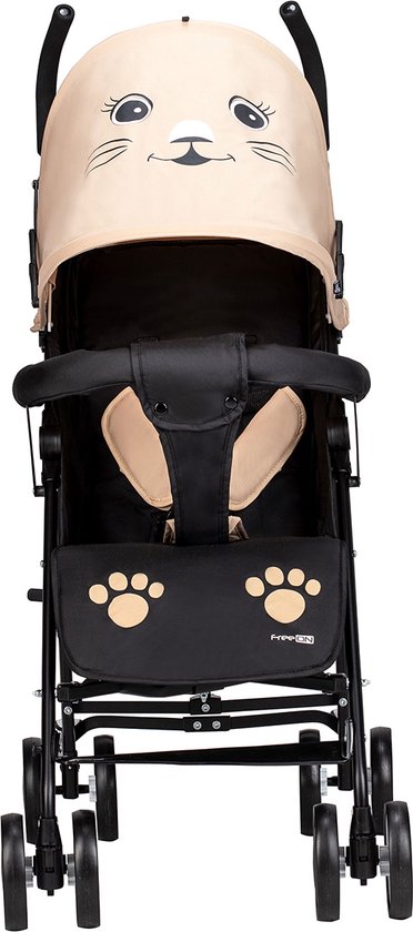 FreeOn buggy Simple - Poussette avec capote et panier - Zwart & Beige  (convient à