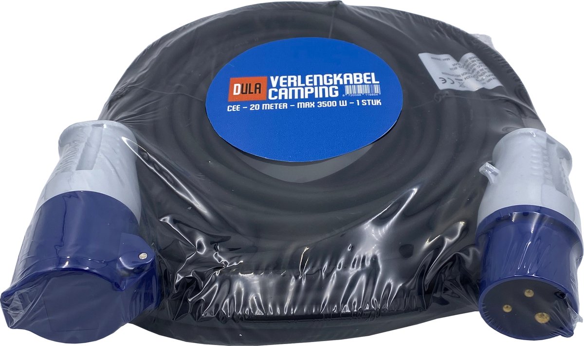 DULA - Verlengkabel Camping - CEE - 20 meter - 1 stuk - Neopreen - IP44 - Max 3500 W — afbeelding 6