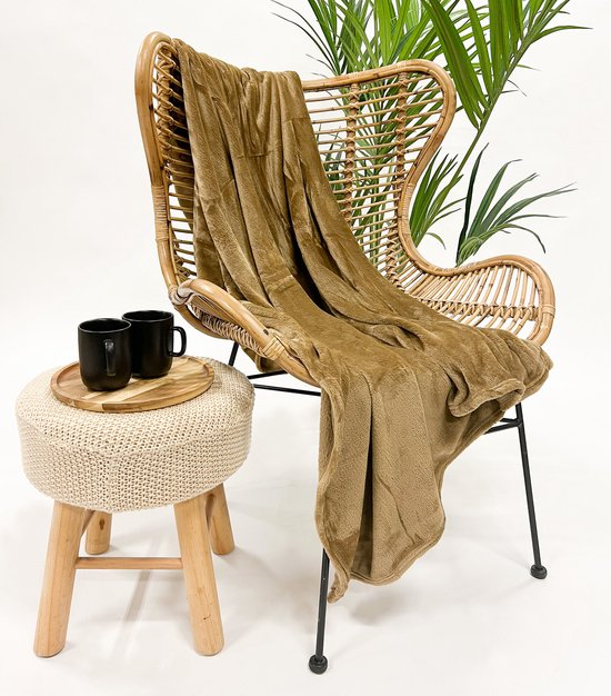 Dutch Decor - SIDNEY - plaid 140x180 cm - fleece deken - 100% gerecycled - Tobacco Brown - bruin