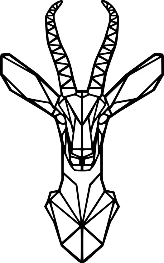 RS Creations - Antilope Geometrisch 60 cm - Muurdecoratie - Wanddecoratie - Cadeau - Moederdag - Geometrische dieren