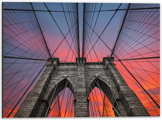 Dibond - Uitzicht vanaf Brooklyn Bridge, New York City - 40x30 cm Foto op Aluminium (Met Ophangsysteem)