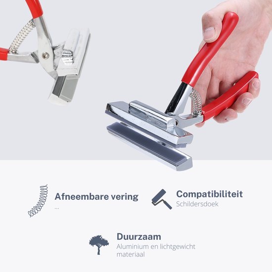 Spantang met afneembare veer, compatibel met schildersdoek, duurzaam aluminium.