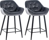 Bol.com CLP Gibson Set van 2 barkrukken - met rugleuning - met armleuning - donkergrijs Fluweel aanbieding