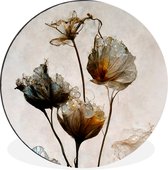 WallCircle - Wandcirkel - Muurcirkel - Vintage - Bloemen - Planten - Abstract - Aluminium - Dibond - ⌀ 30 cm - Binnen en Buiten