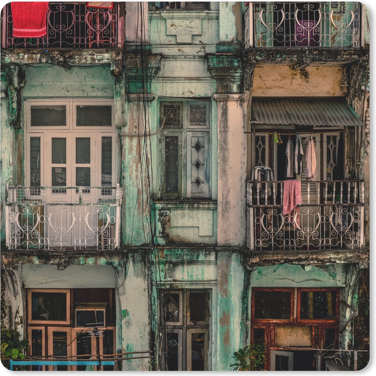 Muismat 30x30 cm - Mousepad Vintage - Deuren - Appartementen - Architectuur - Muismatten