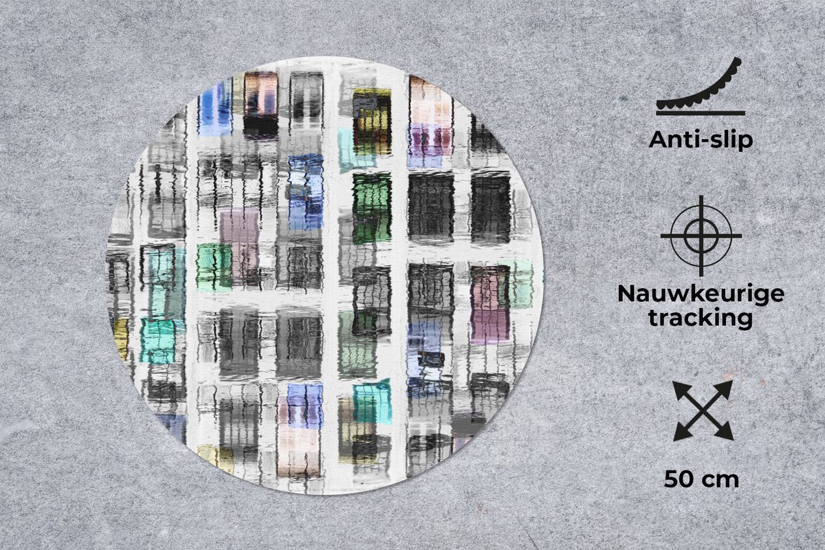 Muismat rond 50x50 cm - Mousepad Deuren - Kleurrijk - Abstract - Ronde muismatten