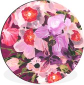 WallCircle - Wandcirkel - Muurcirkel - Roze - Orchidee - Bloemen - Kleuren - Botanisch - Aluminium - Dibond - ⌀ 60 cm - Binnen en Buiten