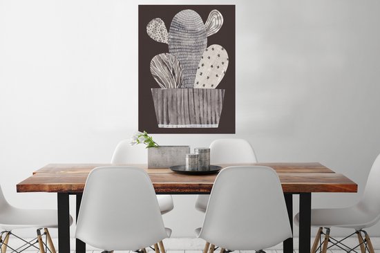Poster Cactus - Plant - Stippen - Strepen - 60x80 cm