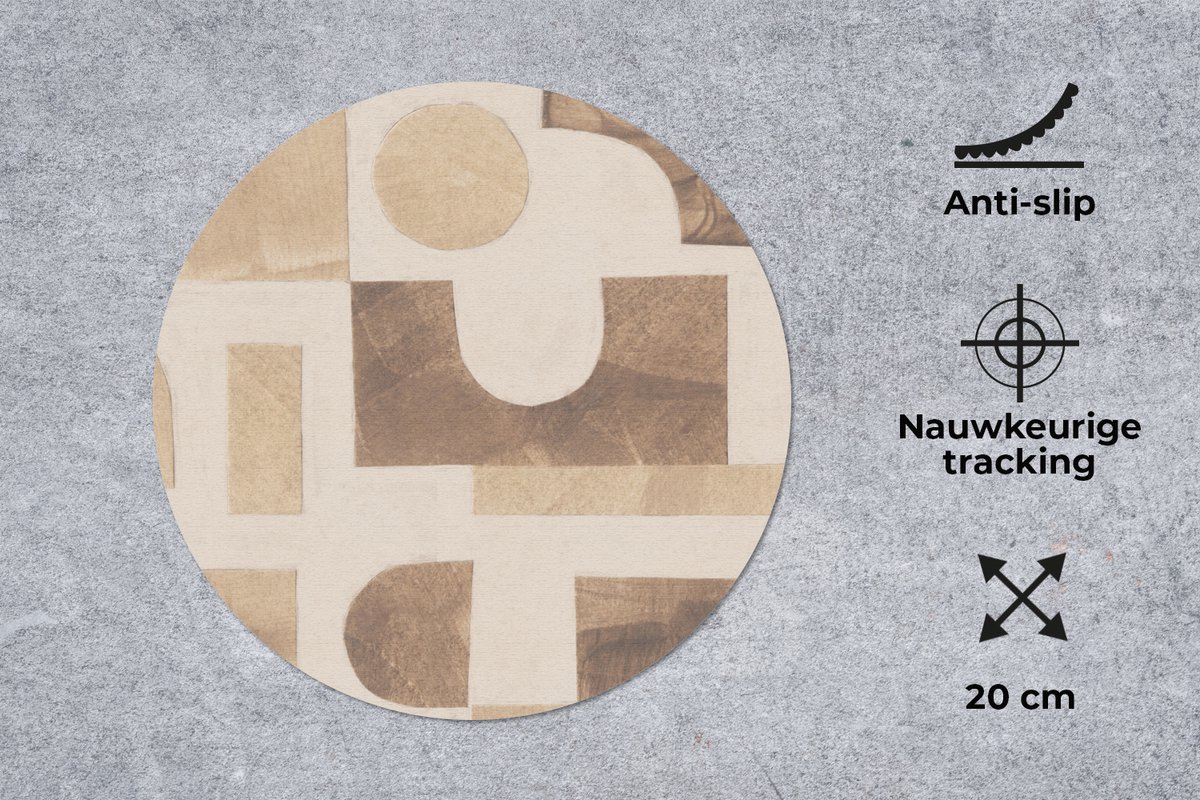 Muismat rond 20x20 cm - Mousepad Abstract - Puzzel - Vormen - Kleuren - Ronde muismatten