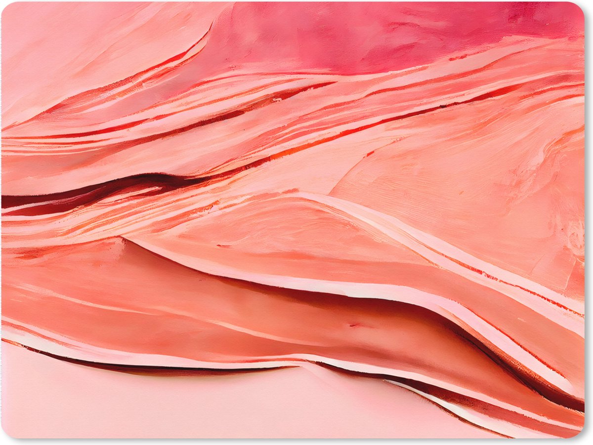 Muismat XXL 80x60 cm - Bureau onderlegger - Bureau mat Abstract - Roze - Pastel - Vormen - Bureaumat - Gaming mousepad xl - Bureaulegger groot - Computer deskmat
