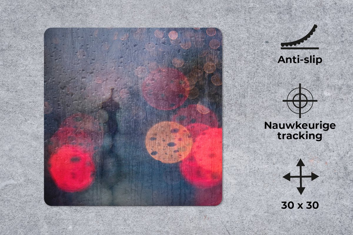 Muismat 30x30 cm - Mousepad Abstract - Druppels - Kleuren - Regen - Muismatten