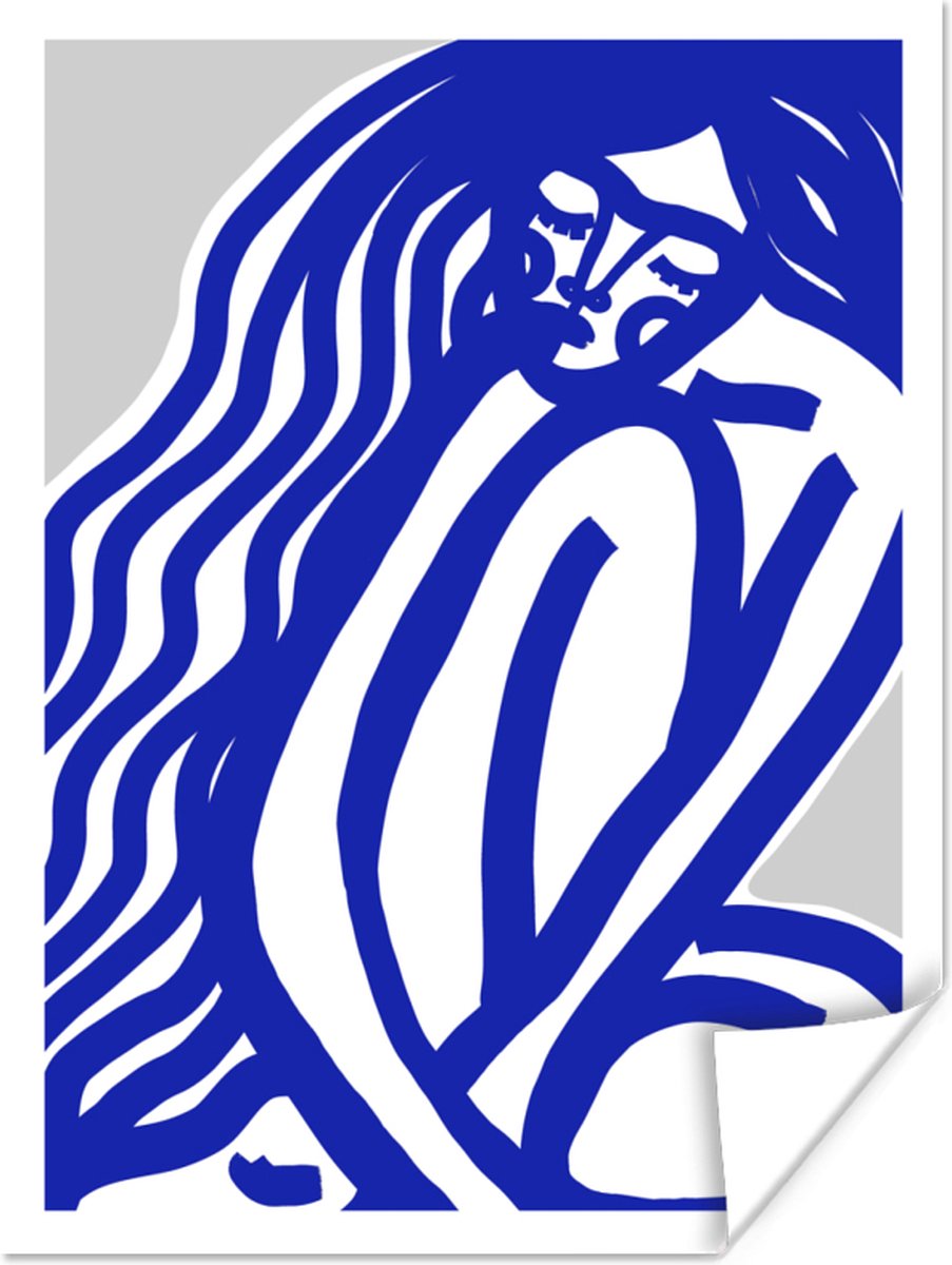 Blauw - Portret - Vrouw - Abstract